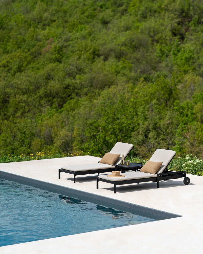 Chaise longue de jardin Teck noir / pas de coussin Jack